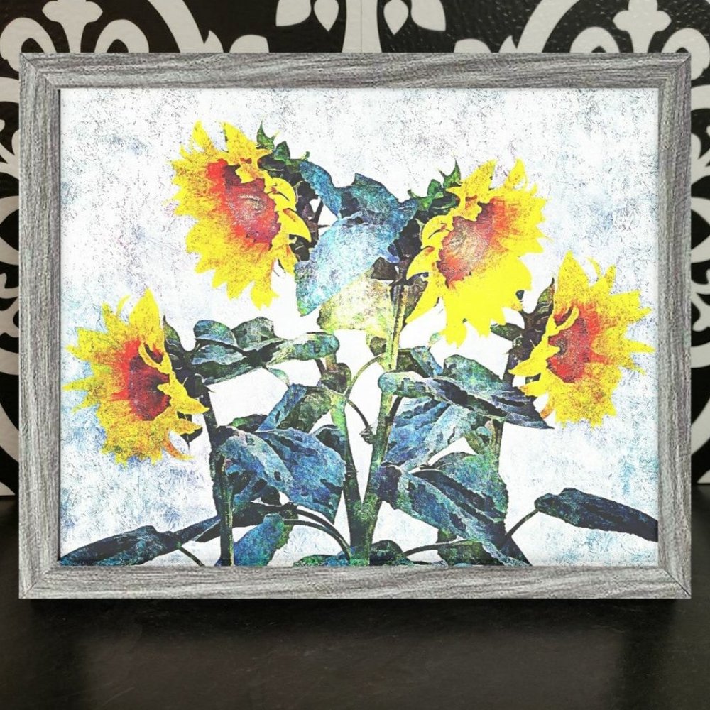 8x10 framed Sunflower Watercolor print